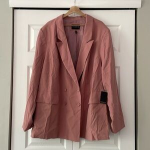 Eloquii double breasted blush pink blazer